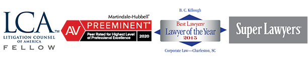 Logos for Litigation Counsel of America, AV rated Martindale Hubbell, Best Lawyers Lawyer of the Year and Super Lawyers