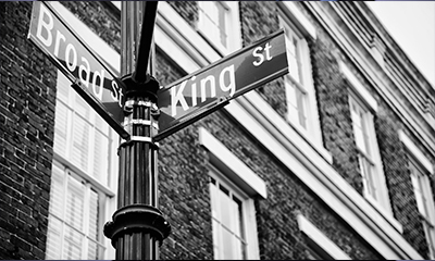 King and Broad Street street sign