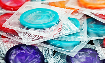 colorful condoms in packaging